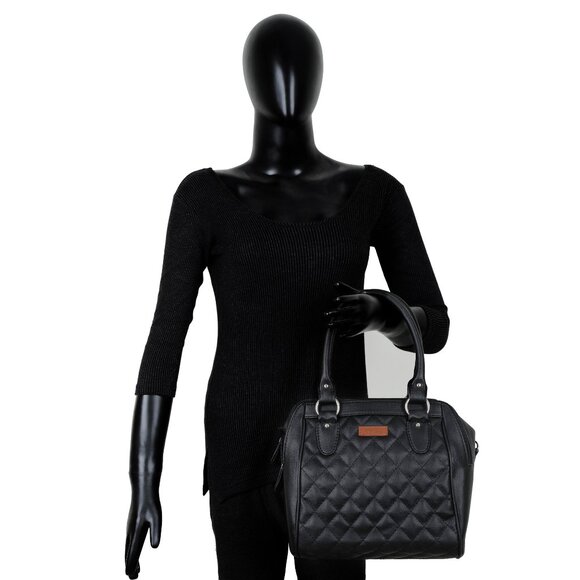 Vegan Leather Women’s Black Handbag – Top Handle Satchel with Crossbody Strap - Picture 10 of 10